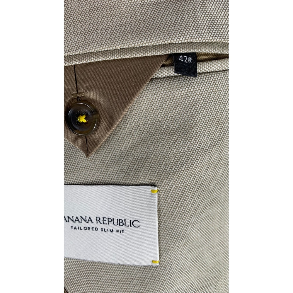 Banana Republic Reda Flexo Italian Hopsack Suit Jacket 42R Slim Fit Tan Wool - Picture 10 of 12
